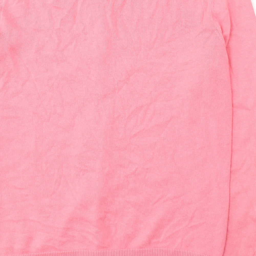 H&M Womens Pink Round Neck  Cotton Cardigan Jumper Size L