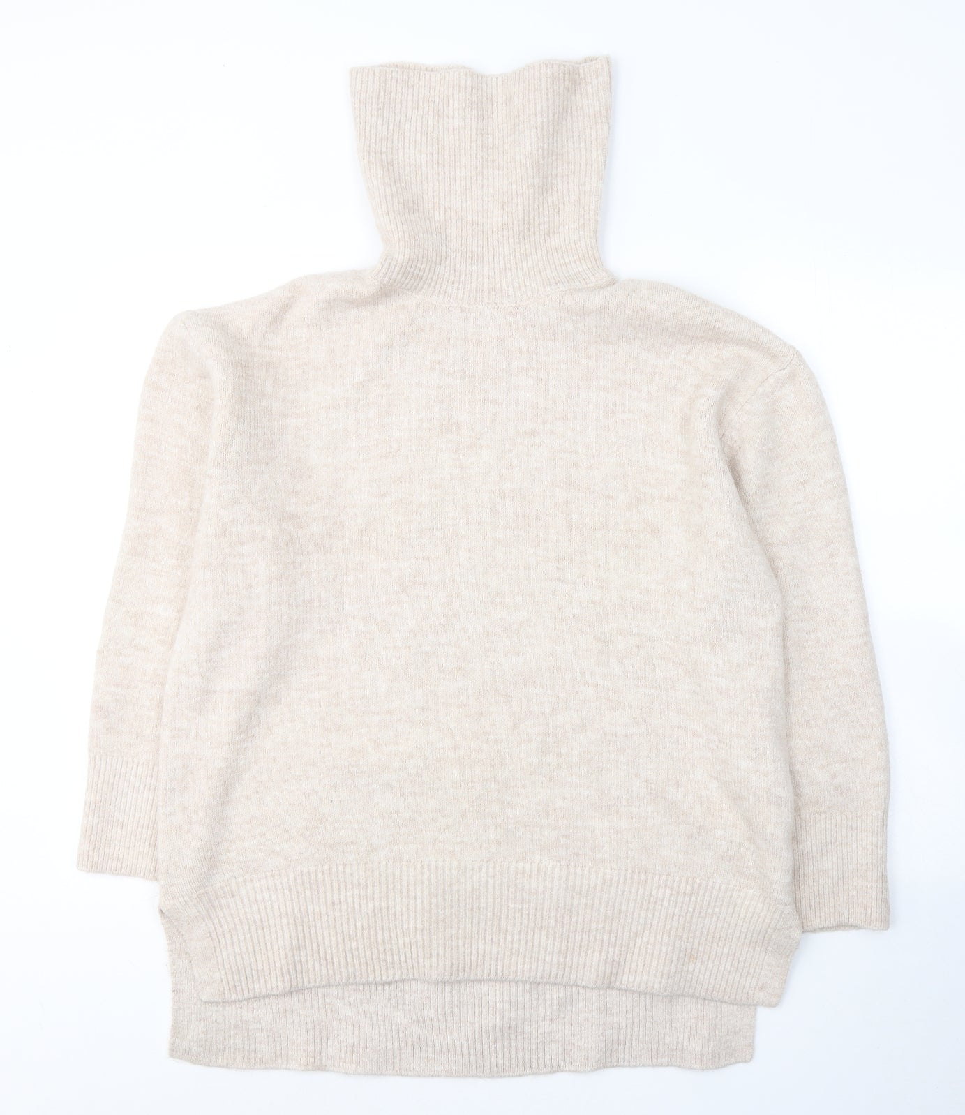 New Look Womens Beige Roll Neck  Acrylic Pullover Jumper Size M