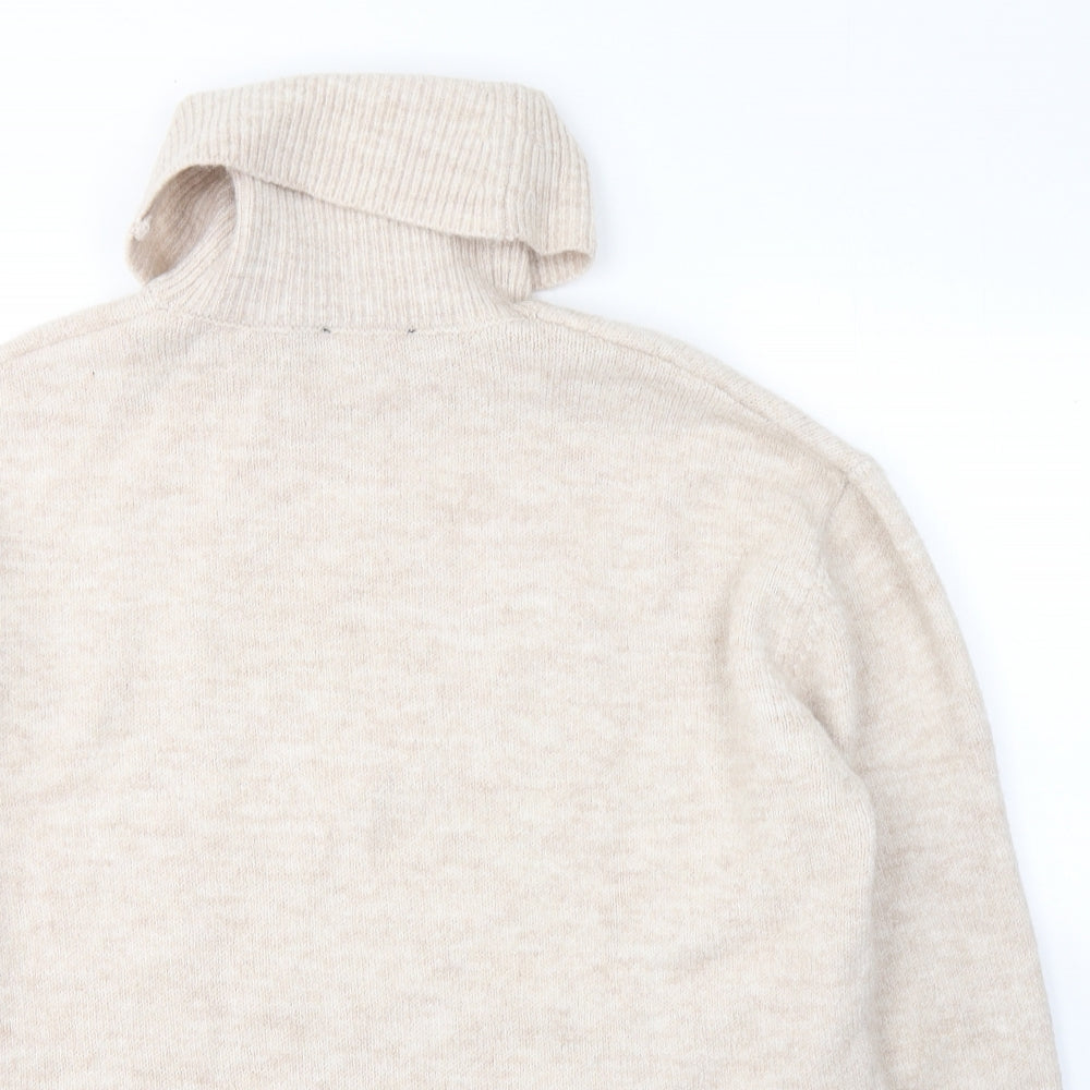New Look Womens Beige Roll Neck  Acrylic Pullover Jumper Size M