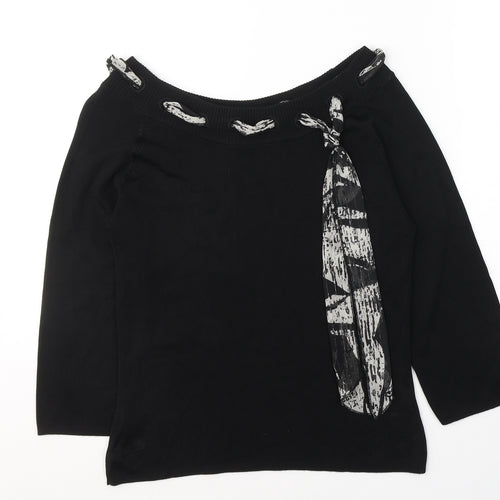 Klass Womens Black  Viscose Basic Blouse Size M Boat Neck