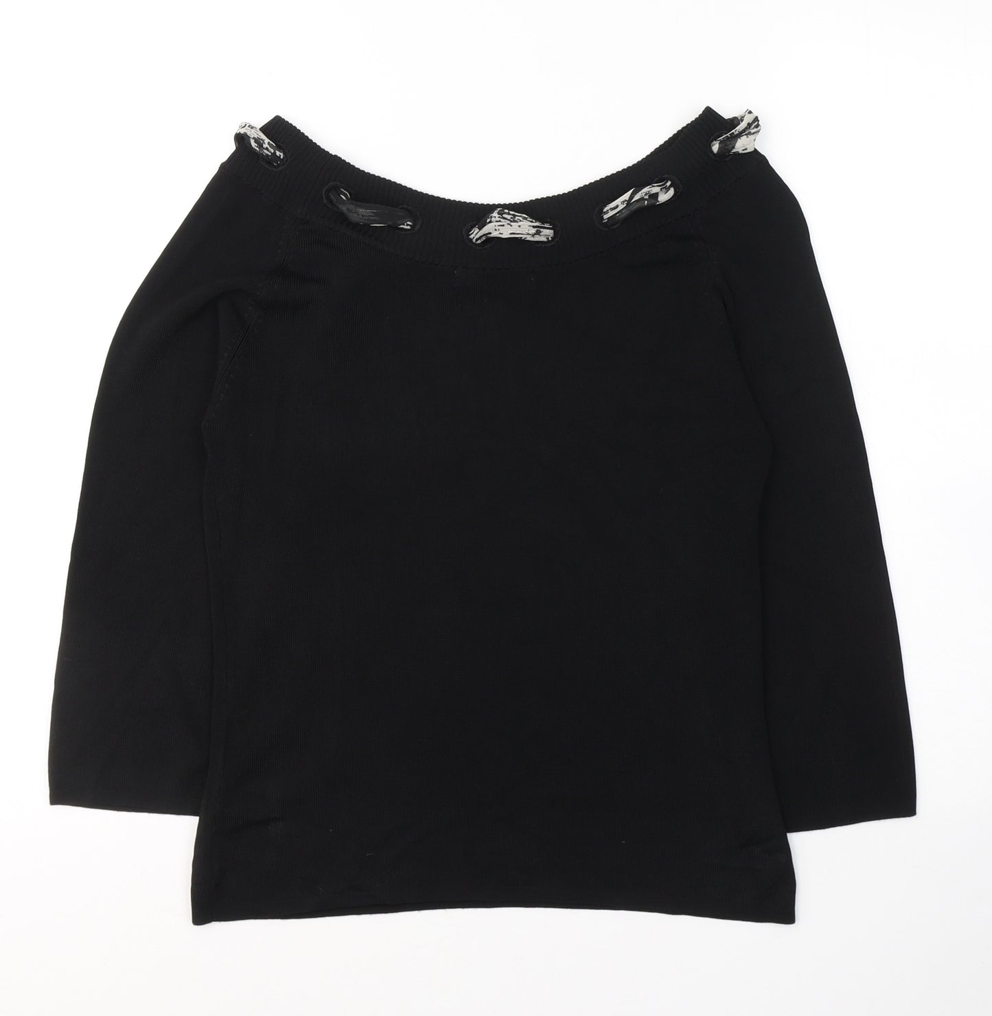 Klass Womens Black  Viscose Basic Blouse Size M Boat Neck