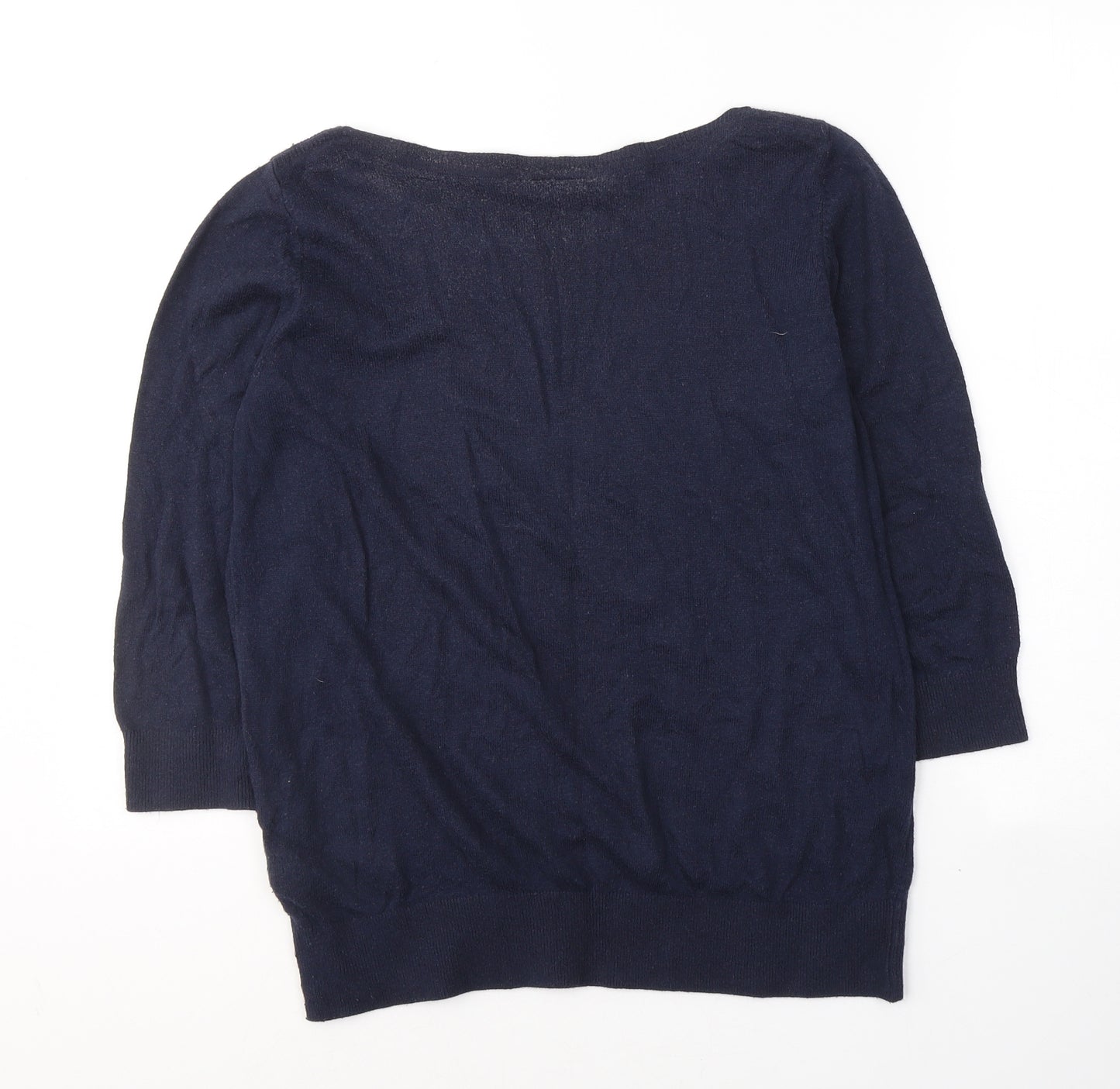 Wallis Womens Blue  Viscose Basic Blouse Size M Round Neck - butterfly