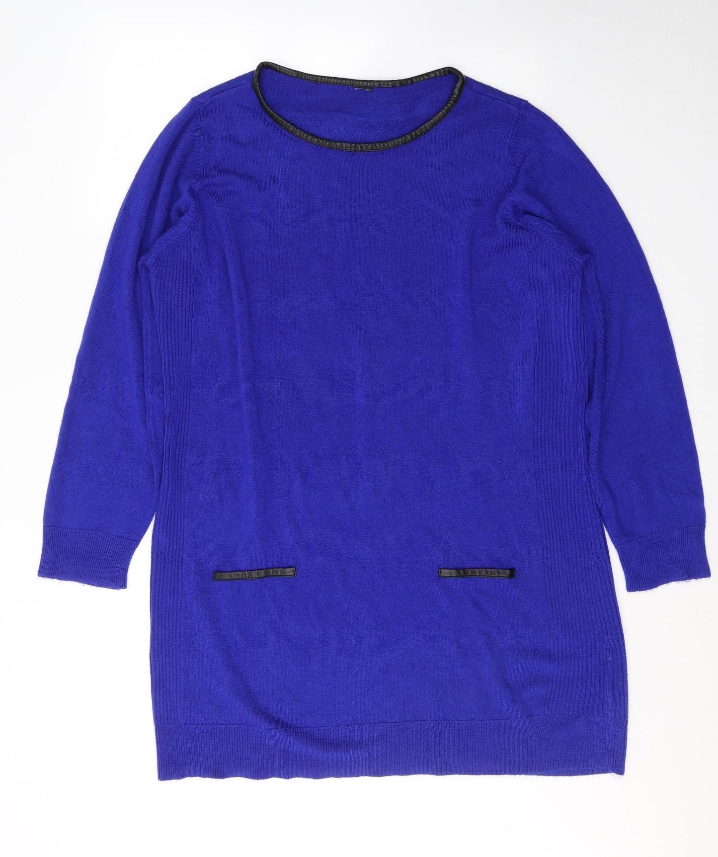 INTUITION Womens Blue Round Neck  Acrylic Pullover Jumper Size 20