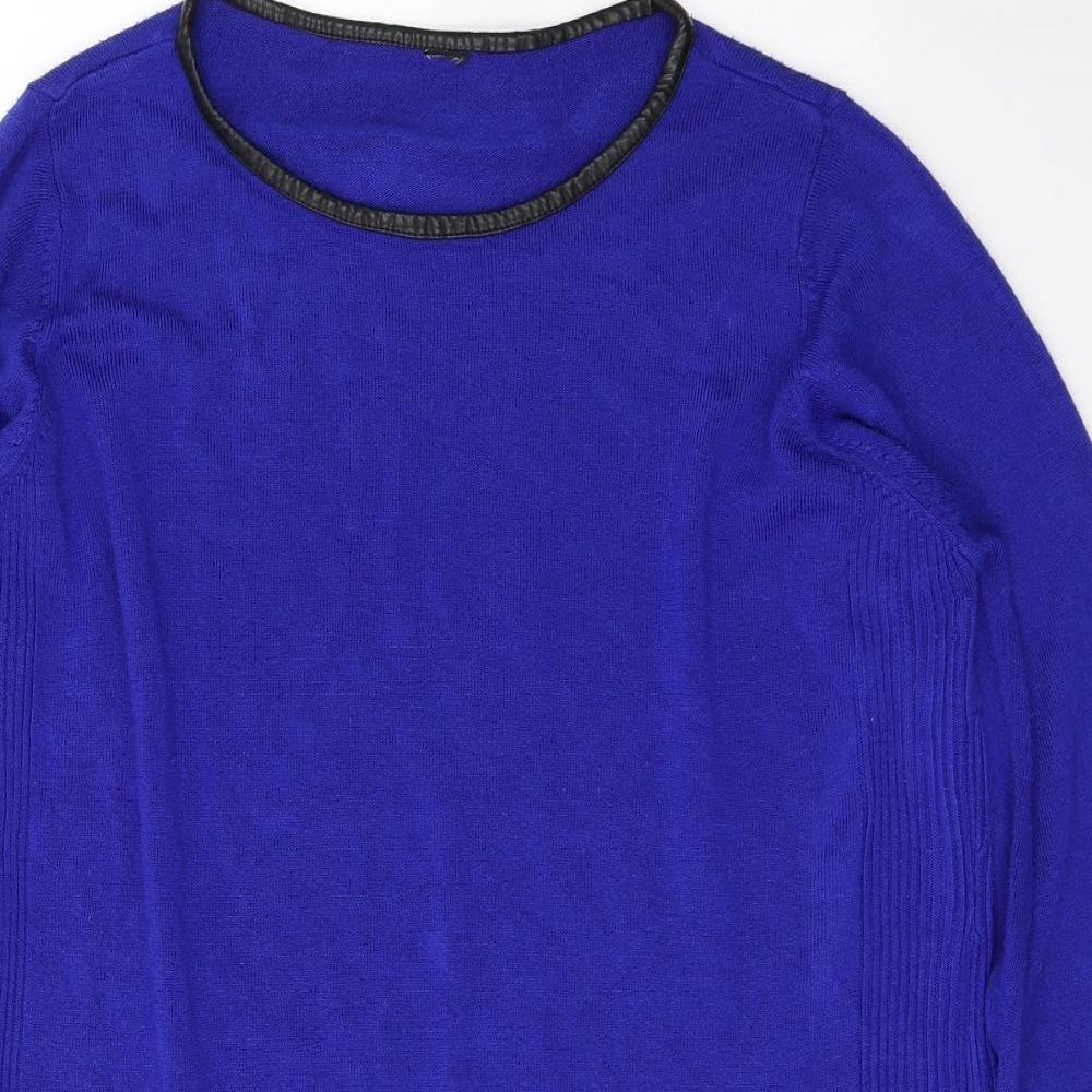 INTUITION Womens Blue Round Neck  Acrylic Pullover Jumper Size 20