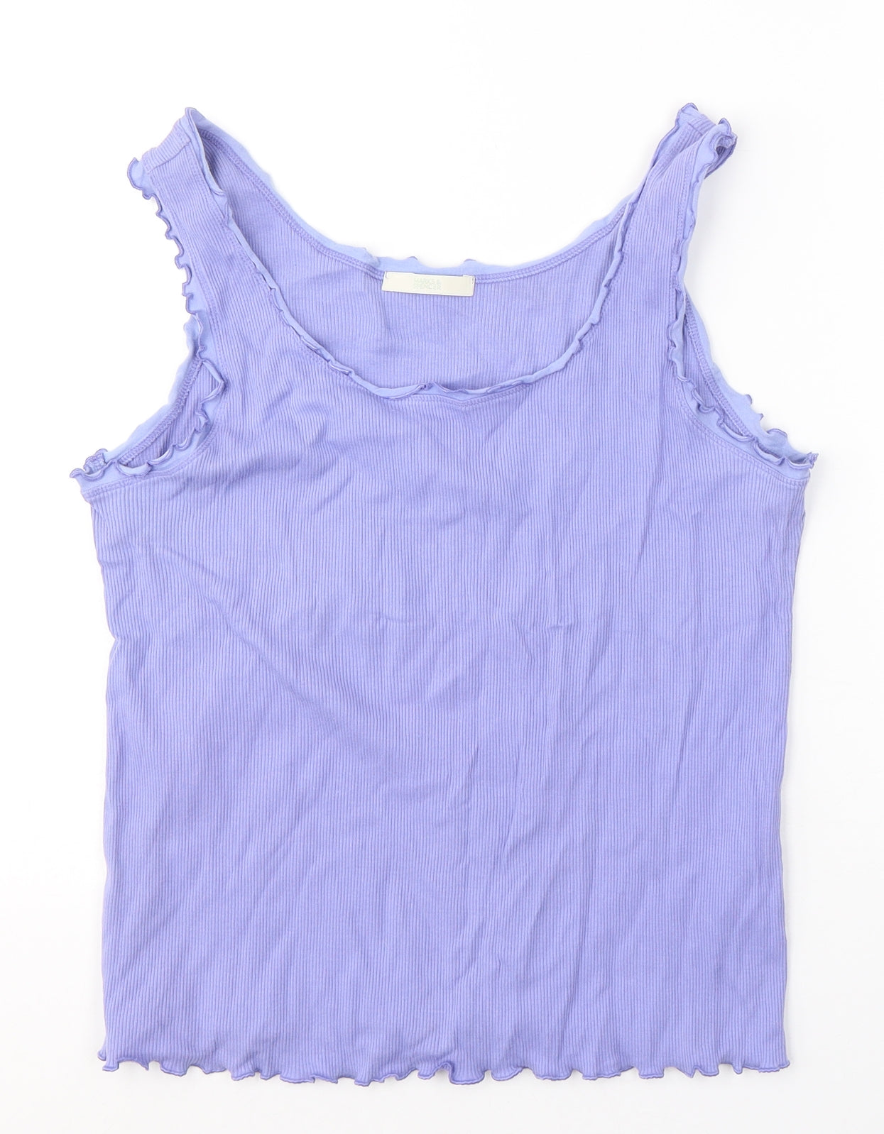 Marks and Spencer Womens Purple  Cotton Basic Tank Size 18 Round Neck