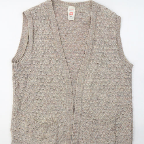 St.Micheal Womens Brown V-Neck  Acrylic Cardigan Jumper Size 16