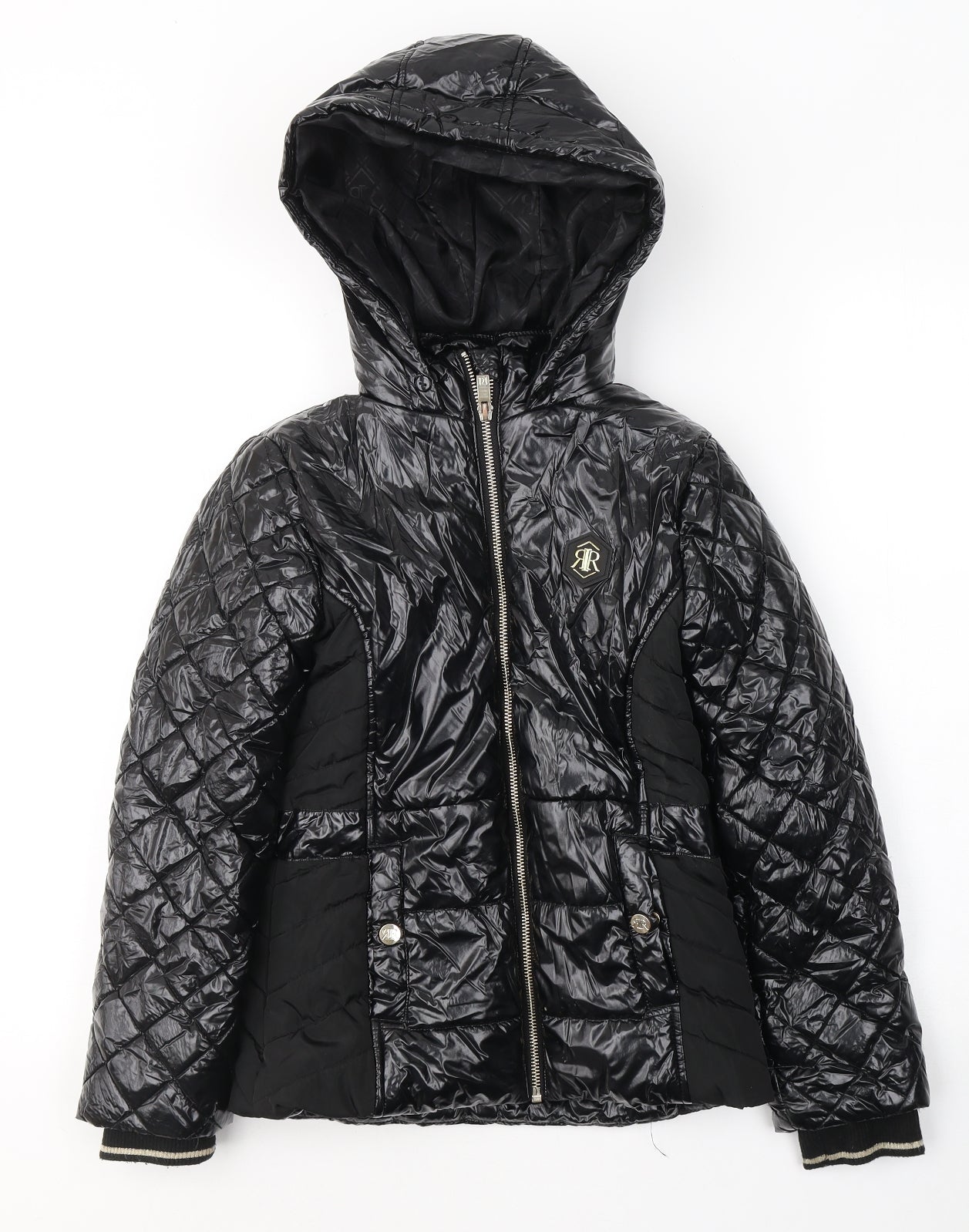 River Island Girls Black   Puffer Jacket Coat Size 9-10 Years  Zip