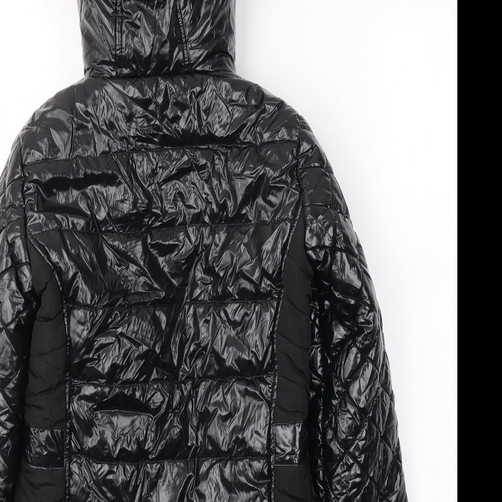 River Island Girls Black   Puffer Jacket Coat Size 9-10 Years  Zip