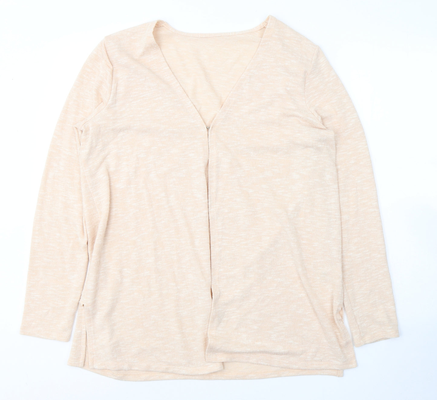 George Womens Beige Round Neck  Acrylic Cardigan Jumper Size 16