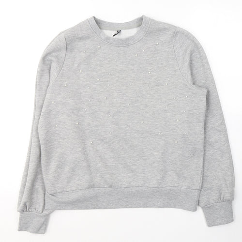 Pieces Womens Grey  Polyester Pullover Sweatshirt   Pullover