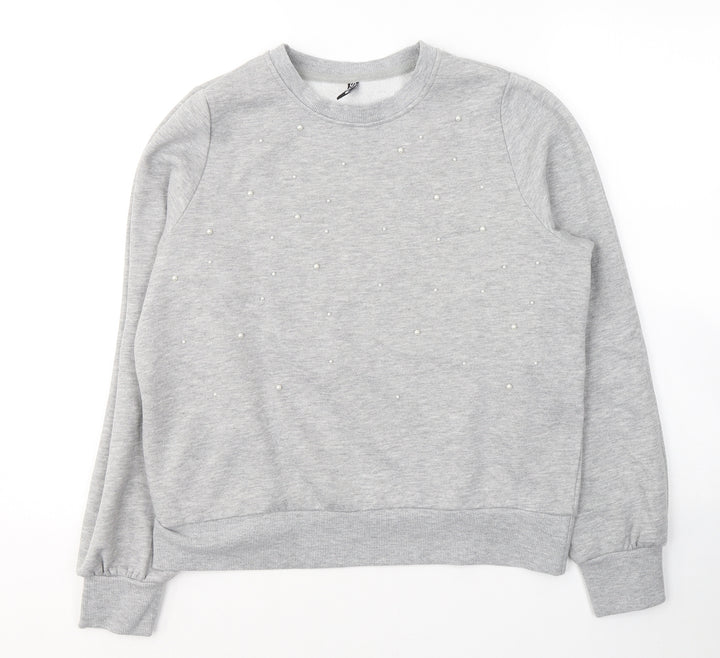 Pieces Womens Grey Polyester Pullover Sweatshirt Pullover