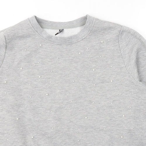 Pieces Womens Grey  Polyester Pullover Sweatshirt   Pullover