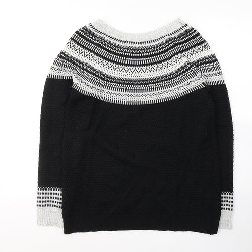 NEXT Womens Black Round Neck Fair Isle Acrylic Pullover Jumper Size 12