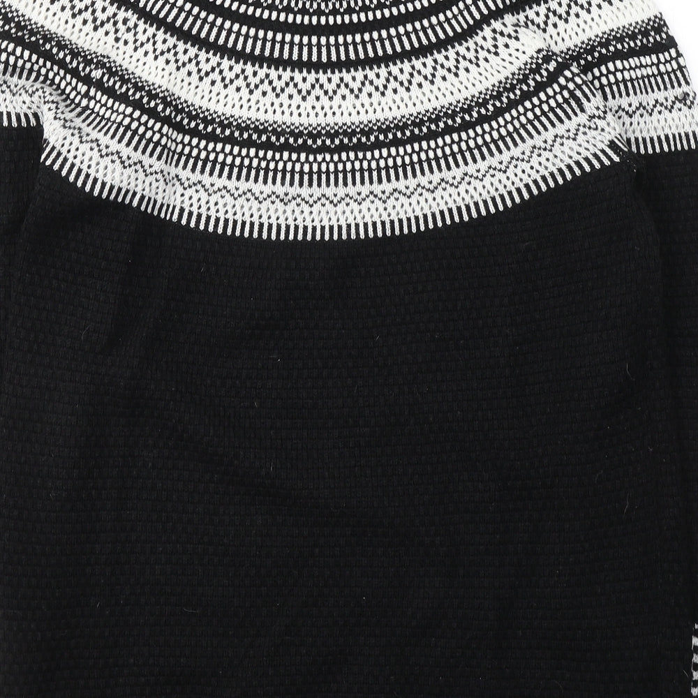 NEXT Womens Black Round Neck Fair Isle Acrylic Pullover Jumper Size 12