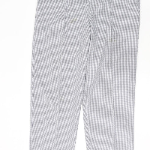 Preworn Womens White Check Polyester Trousers  Size 28 L29 in Regular