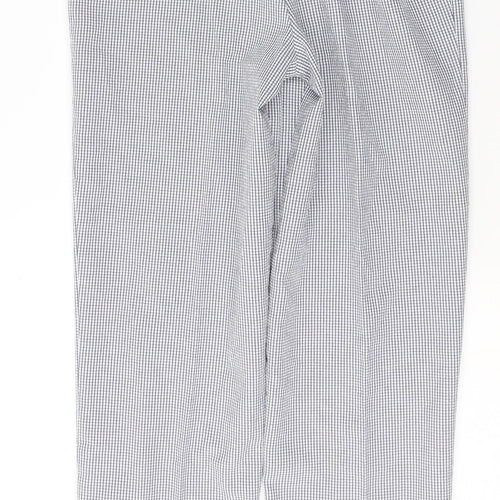 Preworn Womens White Check Polyester Trousers  Size 28 L29 in Regular