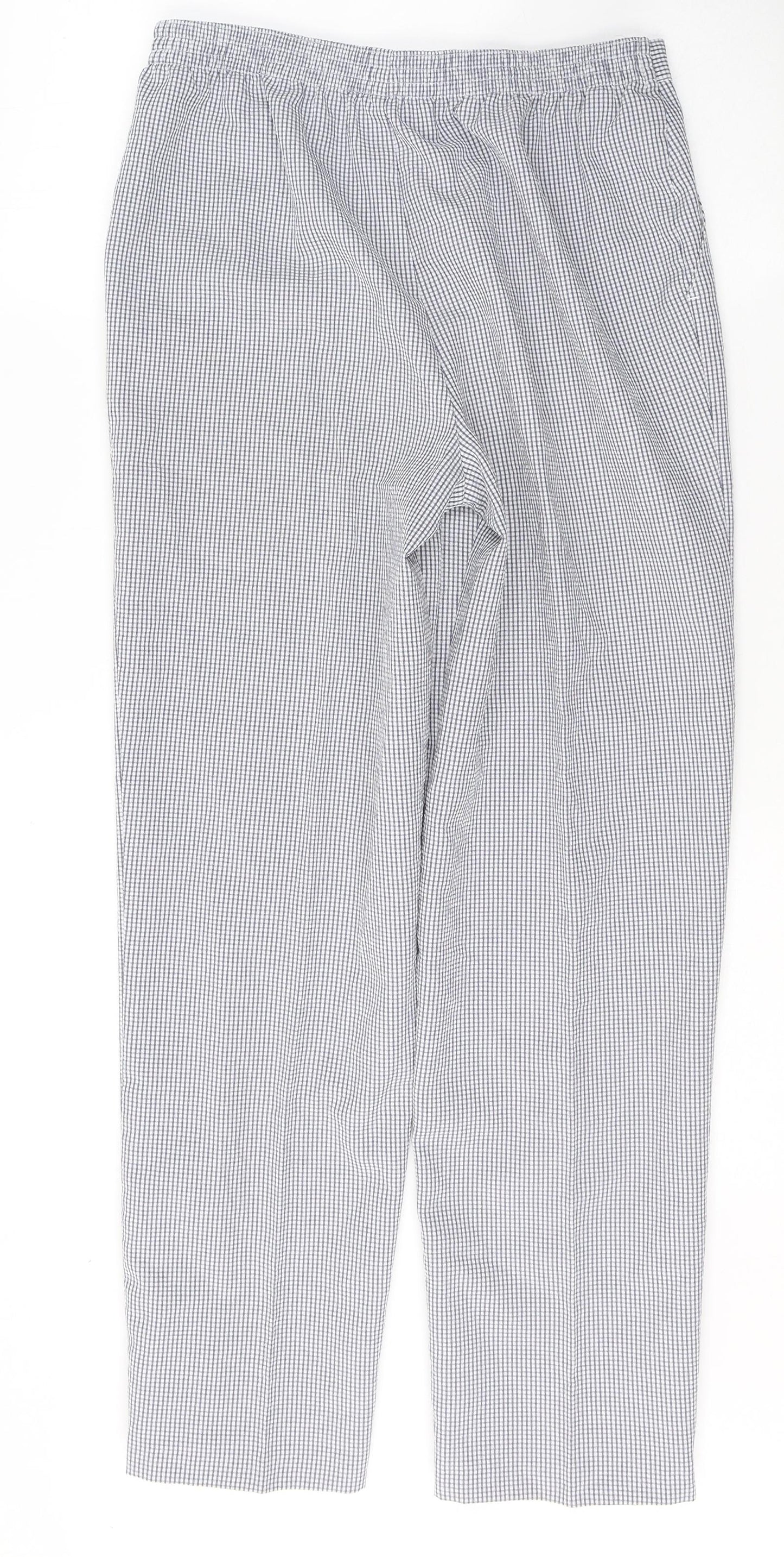 Preworn Womens White Check Polyester Trousers  Size 28 L29 in Regular