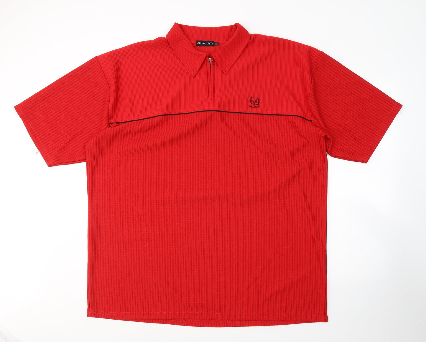 Ginaarti Mens Red  Polyester  Polo Size 2XL Collared Zip