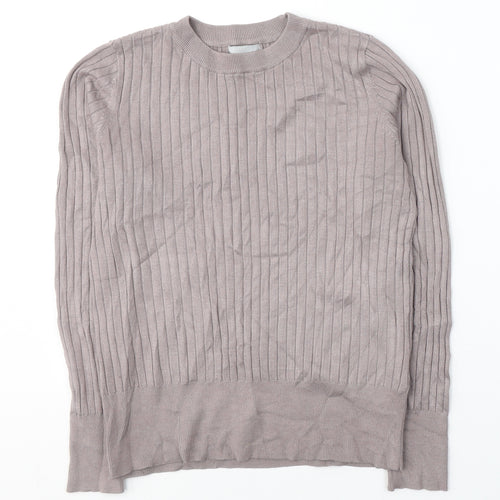 H&M Womens Grey  Acrylic Jersey Blouse Size S Round Neck