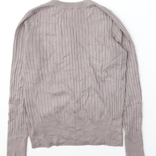 H&M Womens Grey  Acrylic Jersey Blouse Size S Round Neck