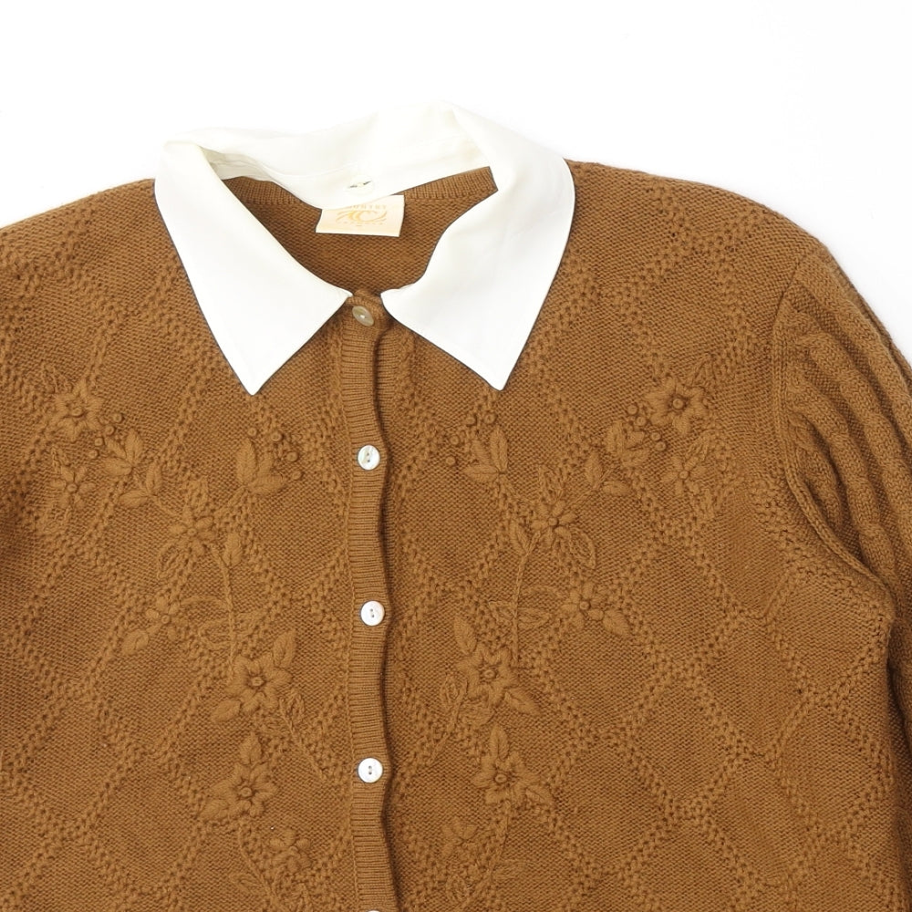 Country Casuals Womens Brown Collared  Wool Pullover Jumper Size M