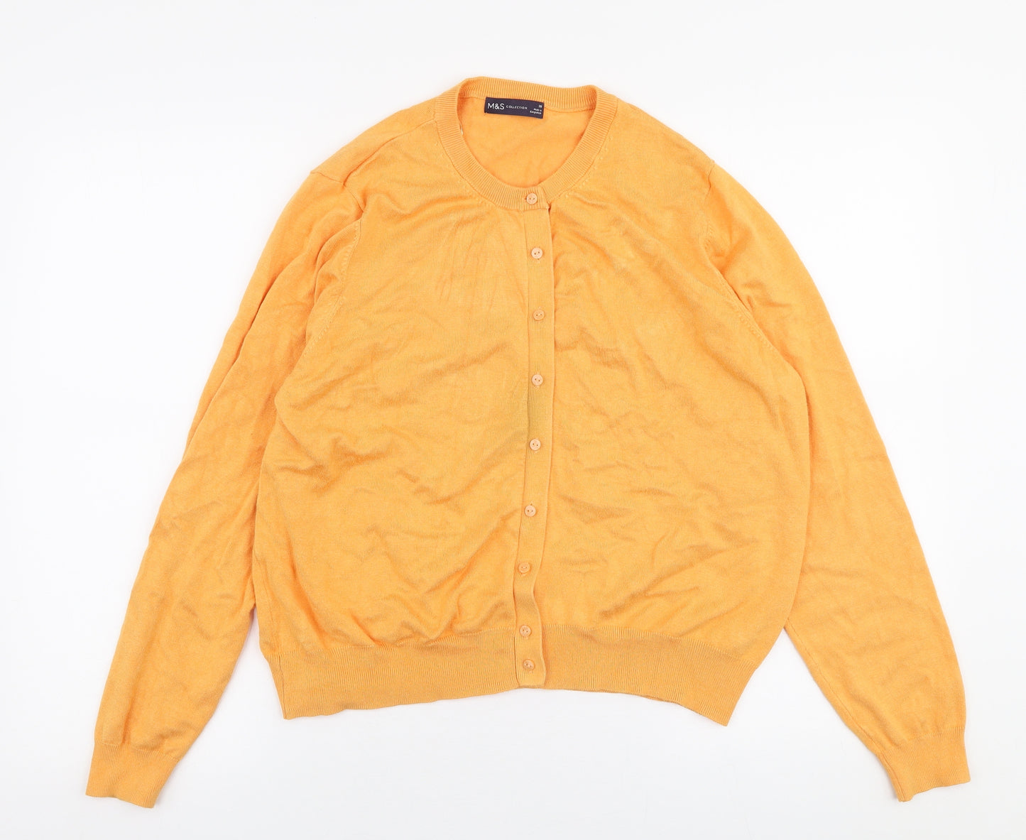 Marks and Spencer Womens Orange Round Neck  Viscose Cardigan Jumper Size 20