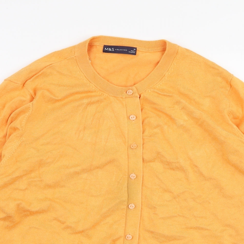 Marks and Spencer Womens Orange Round Neck  Viscose Cardigan Jumper Size 20