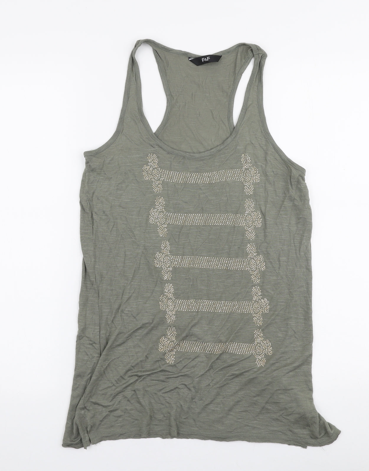 F&F Womens Green  Viscose Jersey Tank Size 14 Round Neck