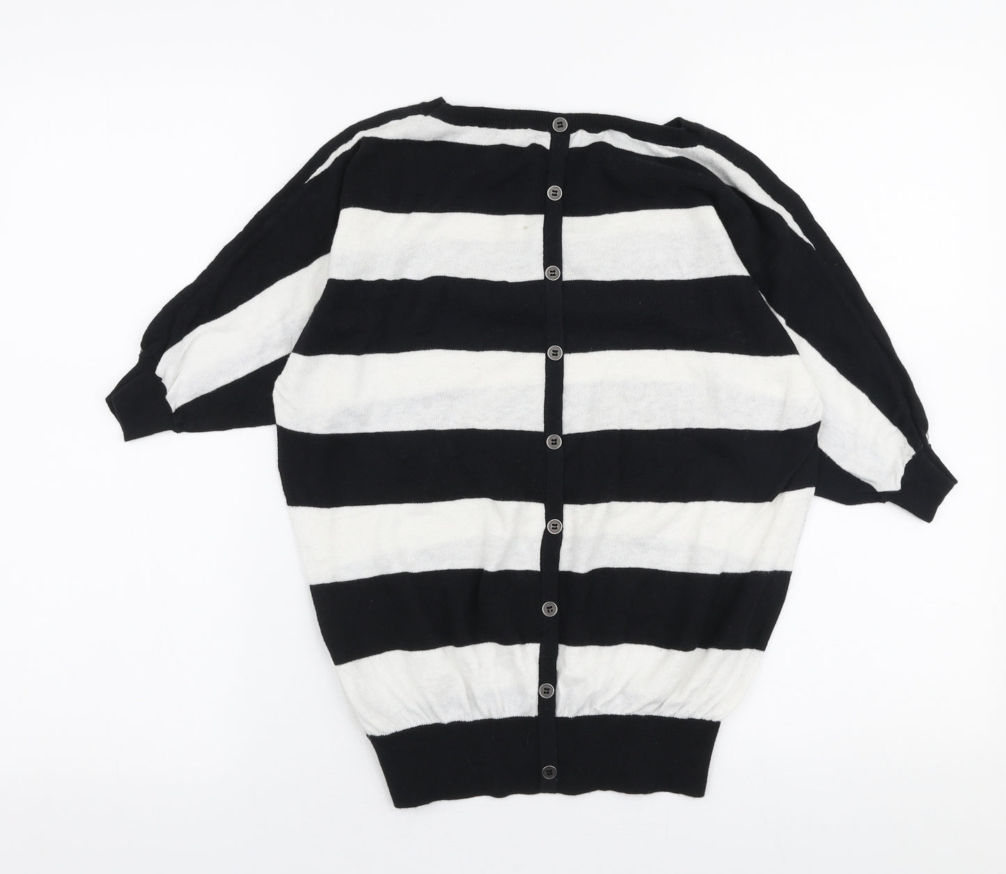 Oasis Womens Black Boat Neck Striped Cotton Pullover Jumper Size XS