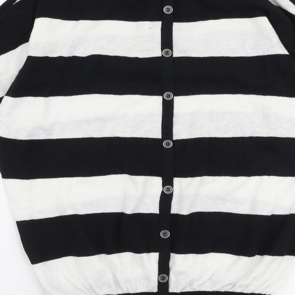 Oasis Womens Black Boat Neck Striped Cotton Pullover Jumper Size XS
