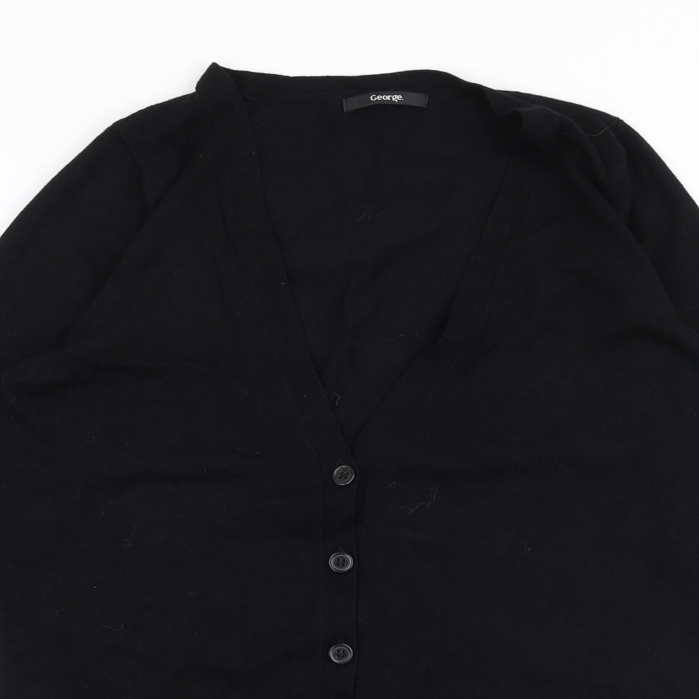 George Womens Black V-Neck  Viscose Cardigan Jumper Size 16