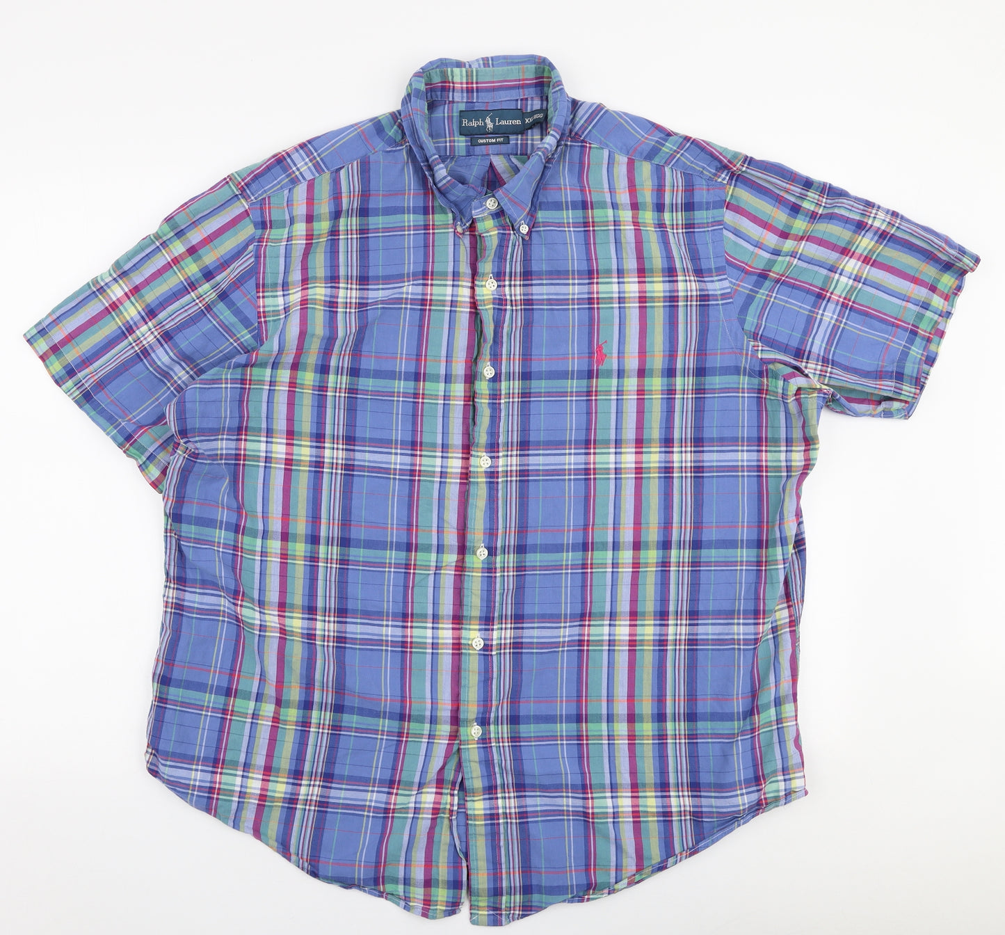 Ralph Lauren Mens Multicoloured Plaid Cotton  Button-Up Size 2XL Collared Button