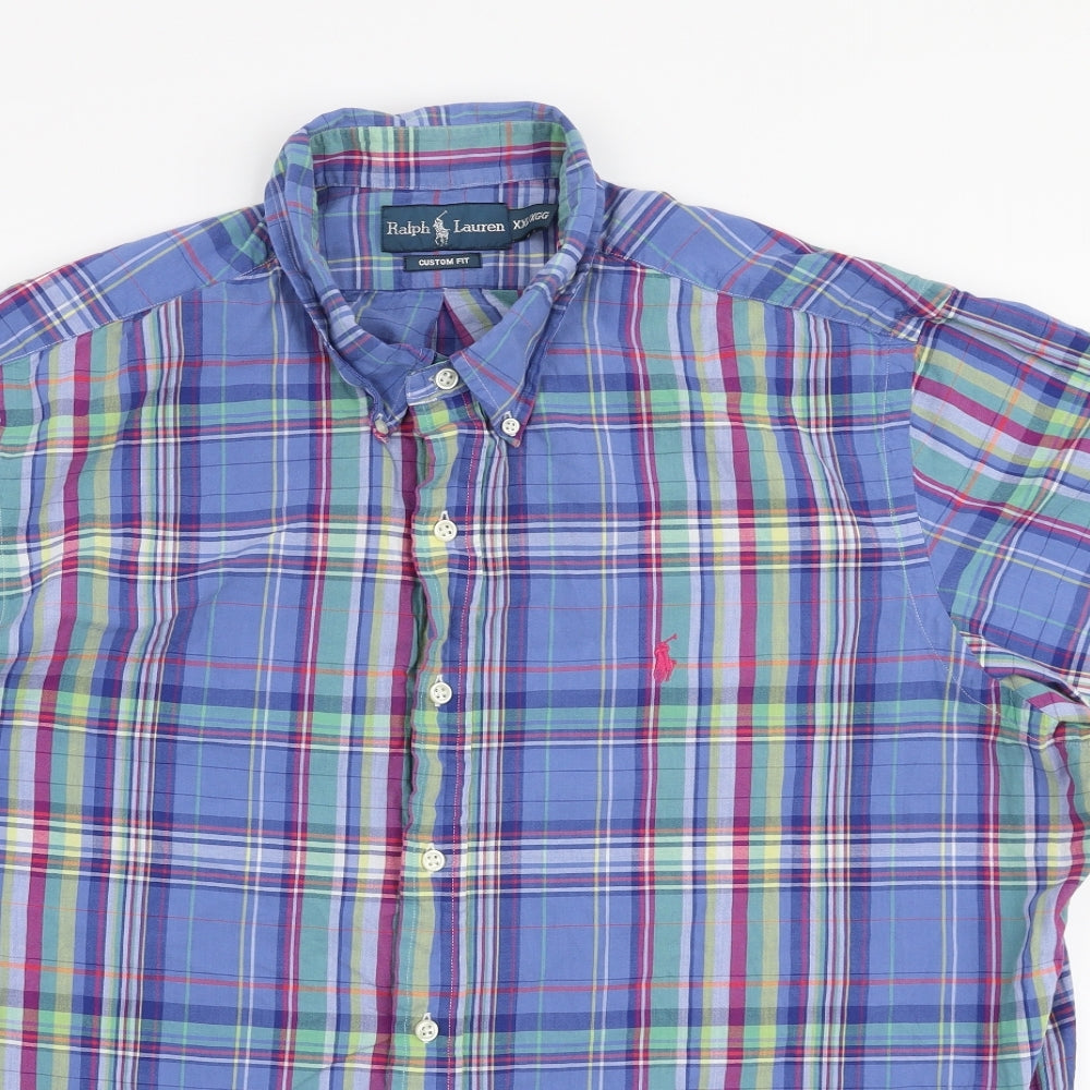 Ralph Lauren Mens Multicoloured Plaid Cotton  Button-Up Size 2XL Collared Button