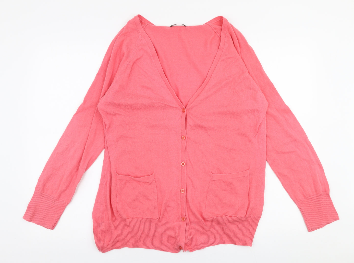 Savoir Womens Pink V-Neck  Cotton Cardigan Jumper Size 20