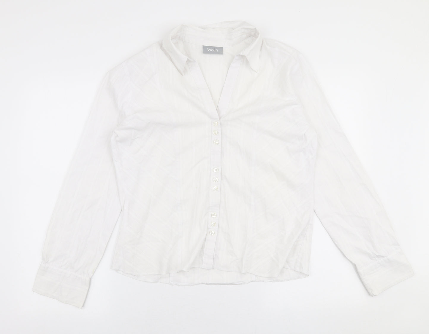 Wallis Womens White  Polyester Basic Blouse Size 14 Collared