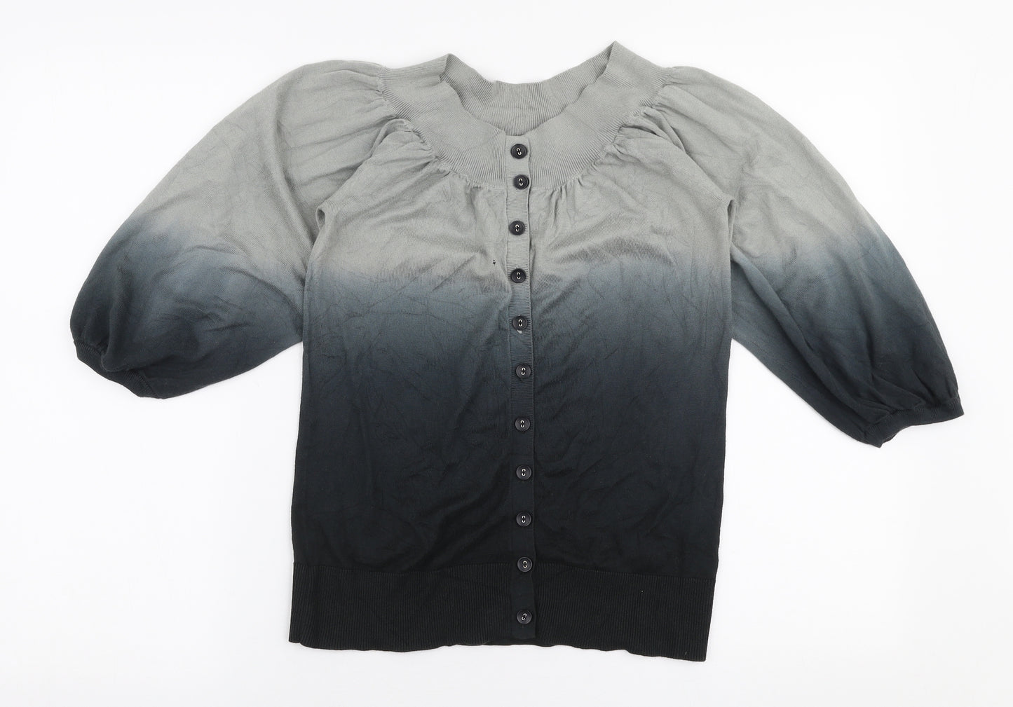 Oasis Womens Grey Round Neck  Cotton Pullover Jumper Size 8