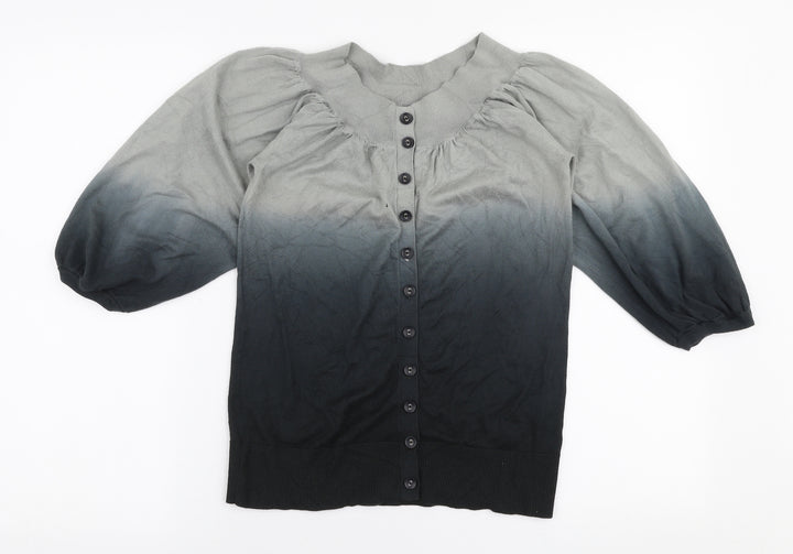 Oasis Womens Grey Round Neck  Cotton Pullover Jumper Size 8