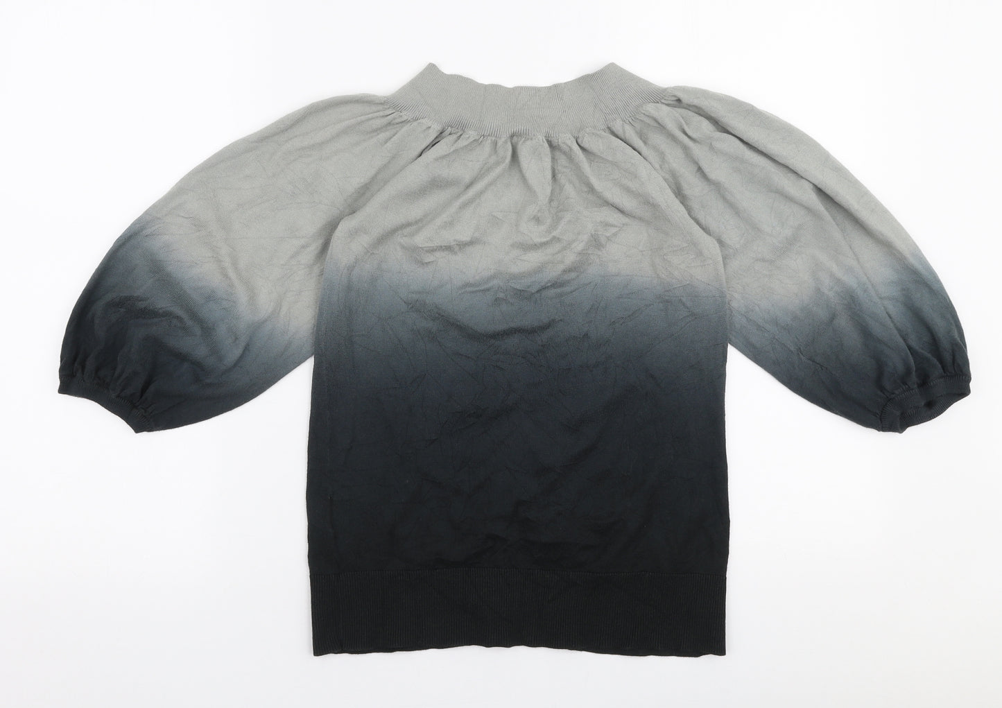 Oasis Womens Grey Round Neck  Cotton Pullover Jumper Size 8