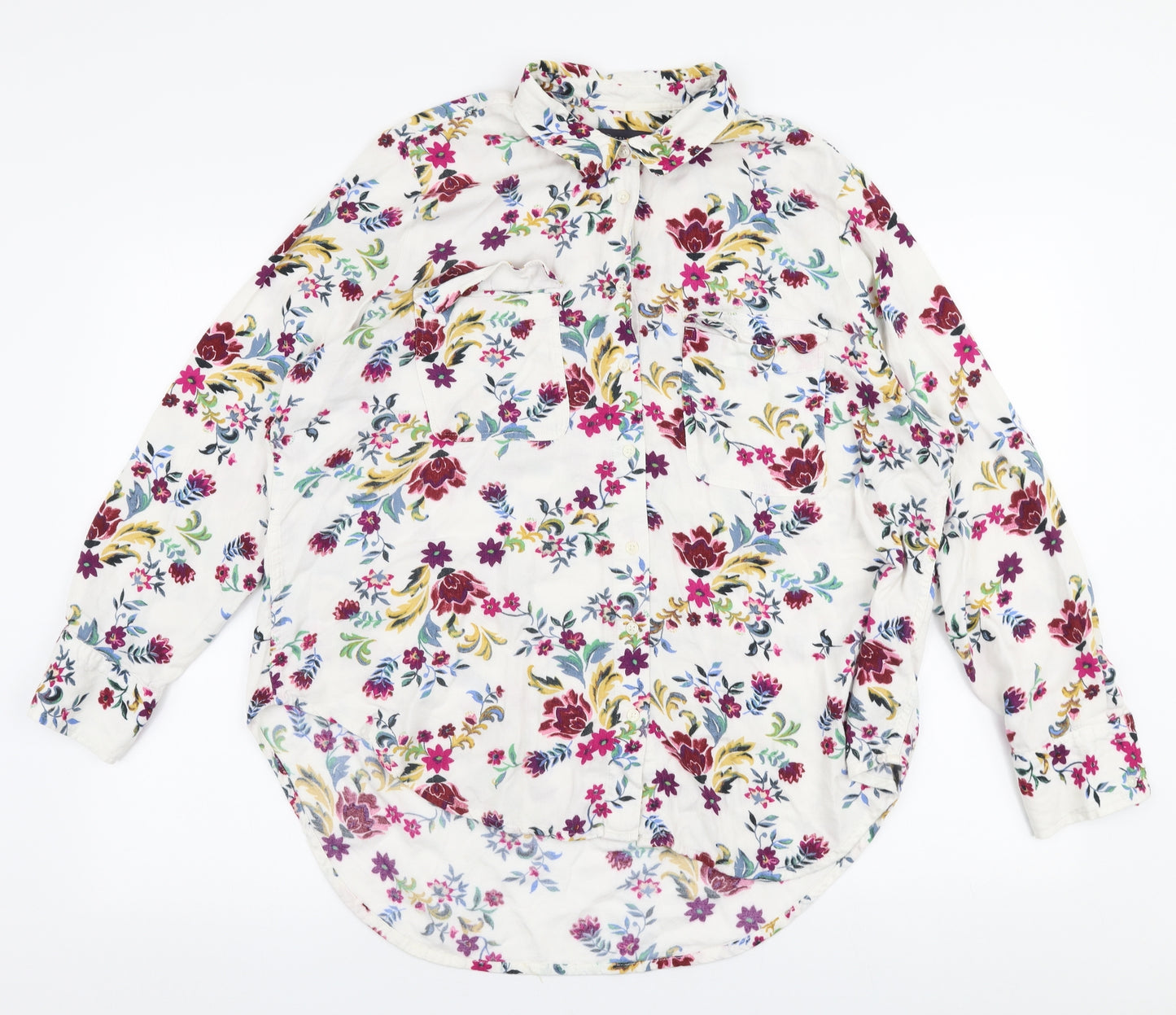 Marks and Spencer Womens Multicoloured Floral Viscose Basic Button-Up Size 18 Collared