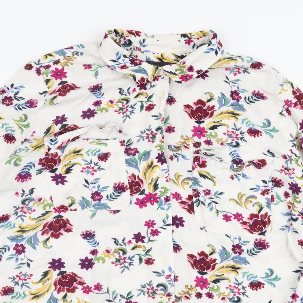 Marks and Spencer Womens Multicoloured Floral Viscose Basic Button-Up Size 18 Collared