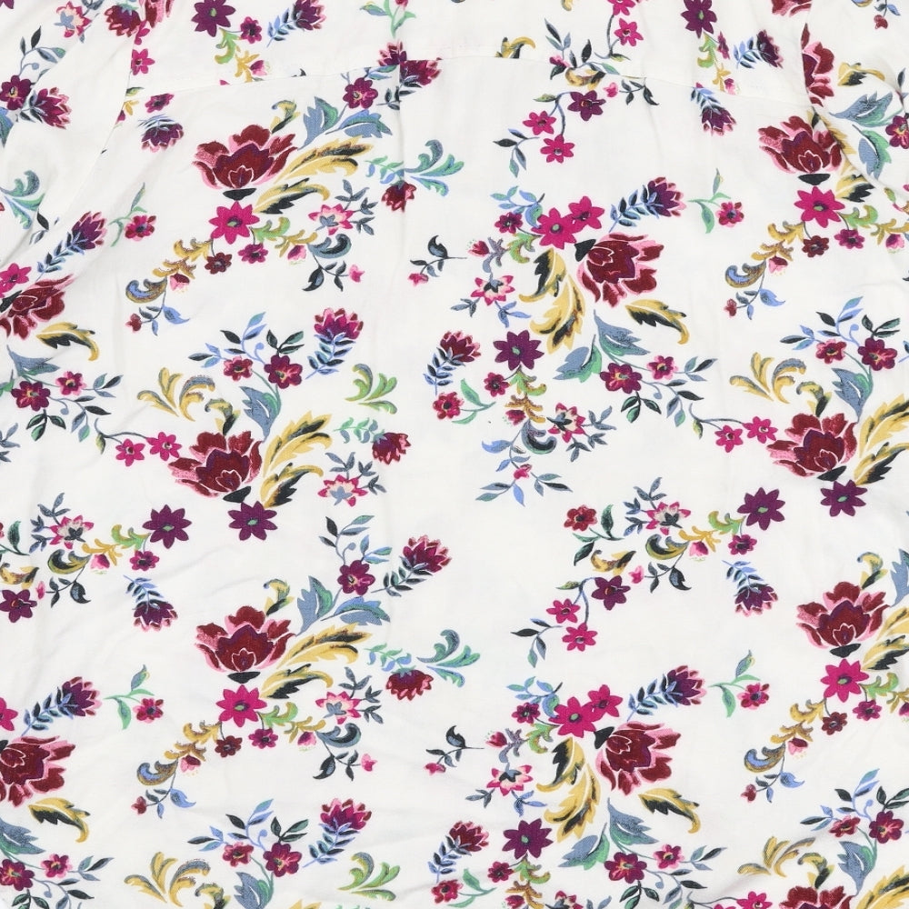 Marks and Spencer Womens Multicoloured Floral Viscose Basic Button-Up Size 18 Collared
