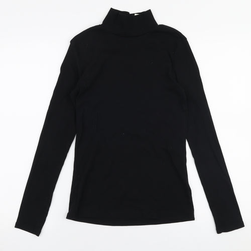 H&M Womens Black  Cotton Basic T-Shirt Size S High Neck