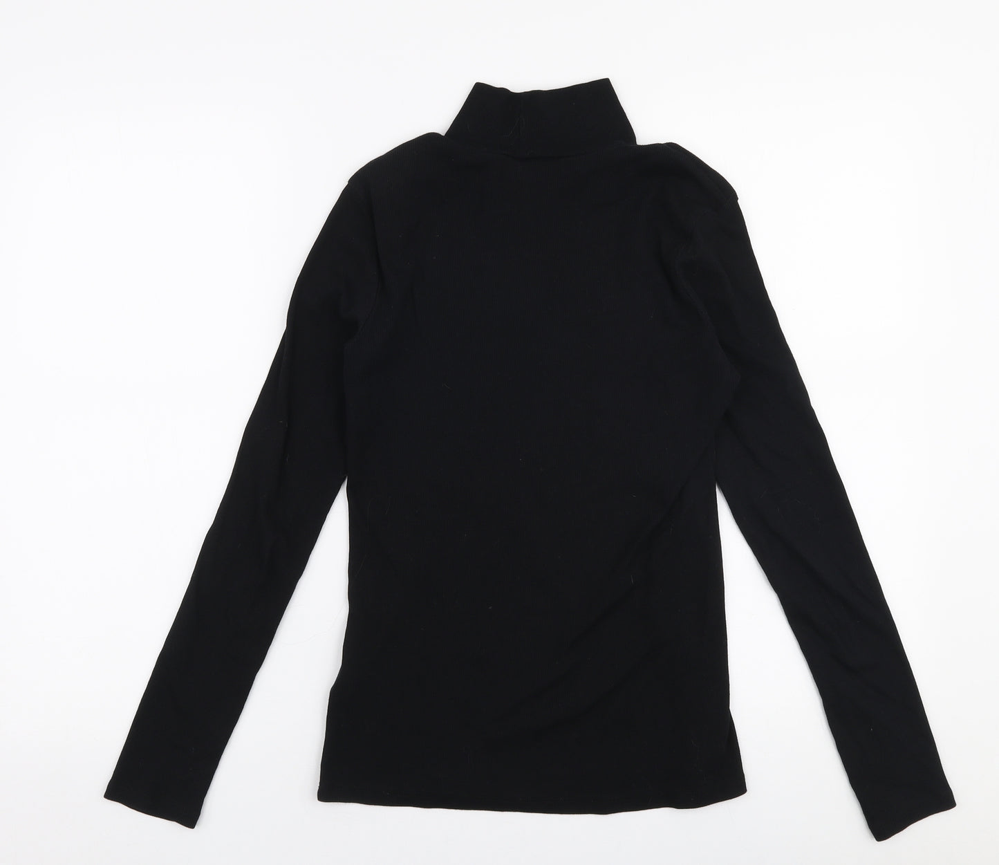 H&M Womens Black  Cotton Basic T-Shirt Size S High Neck