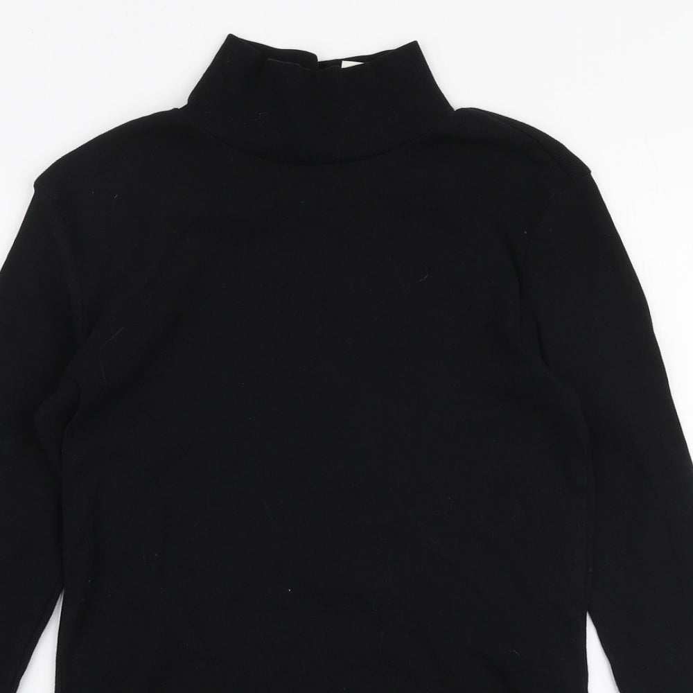 H&M Womens Black  Cotton Basic T-Shirt Size S High Neck