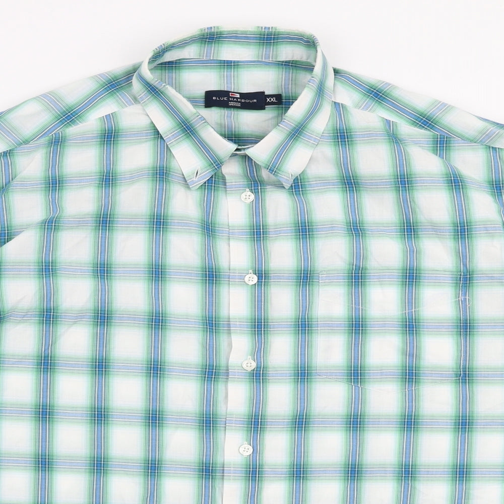Blue Harbour Mens Multicoloured Plaid Cotton  Button-Up Size 2XL Collared Button