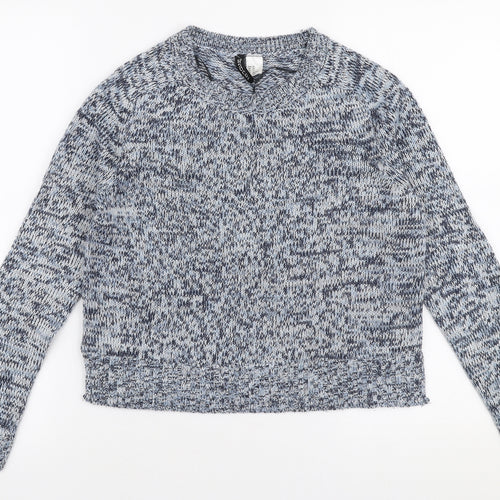 H&M Womens Blue Round Neck  Acrylic Pullover Jumper Size XS