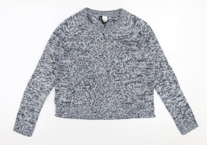 H&M Womens Blue Round Neck Acrylic Pullover Jumper Size XS