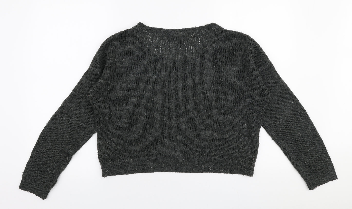 H&M Womens Green Round Neck  Acrylic Pullover Jumper Size 10