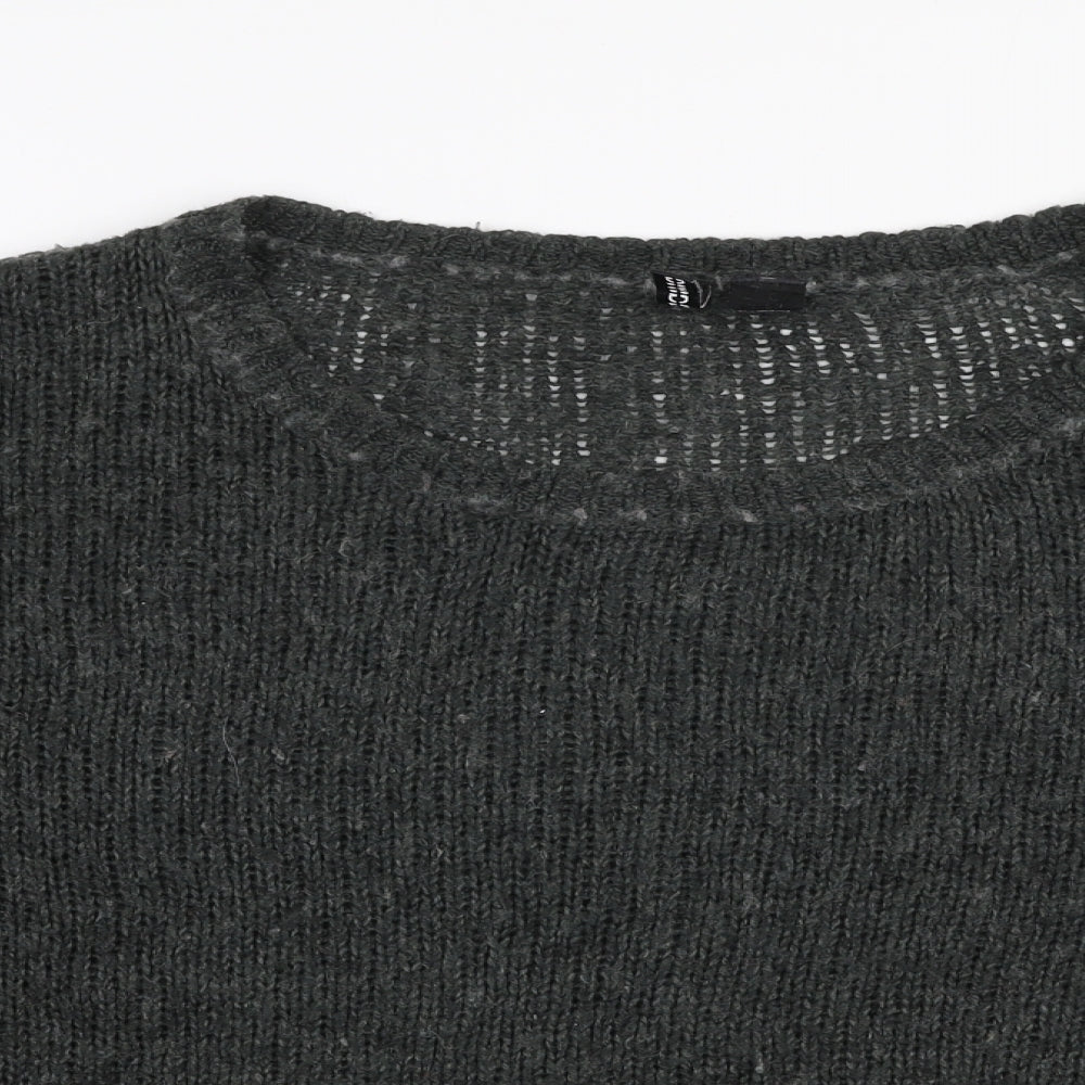 H&M Womens Green Round Neck  Acrylic Pullover Jumper Size 10
