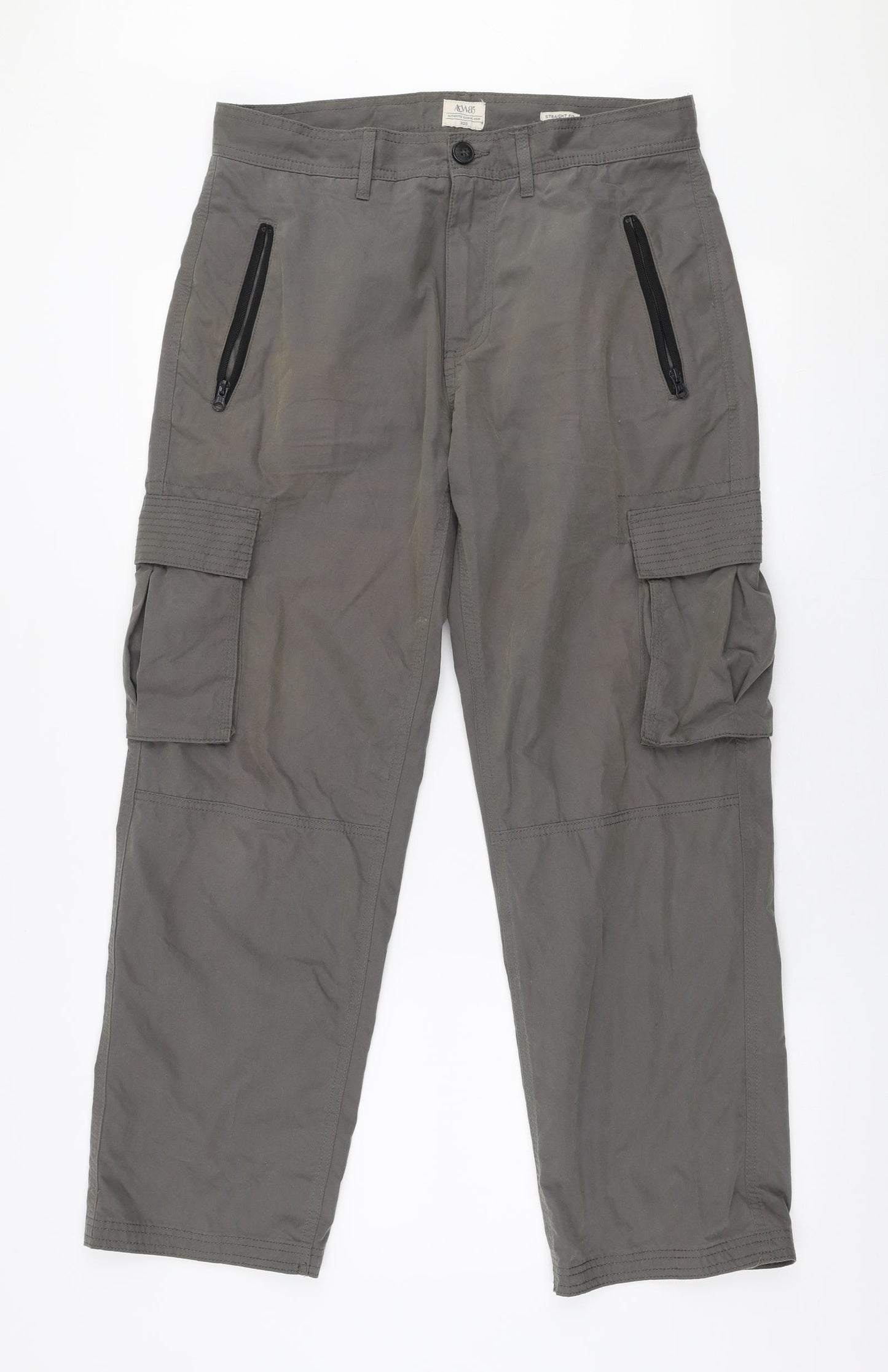 Matalan Mens Green  Cotton Cargo Trousers Size 32 in L29 in Regular Zip